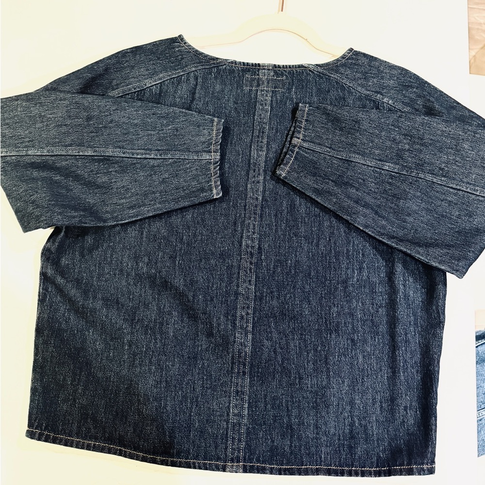 Banana Republic Harlow balloon sleeve Italian boxy denim top - size XS - Picture 7 of 9